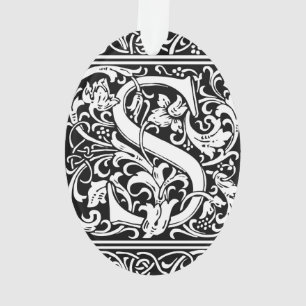 Adorno Letra S Monograma medieval Art Nouveau