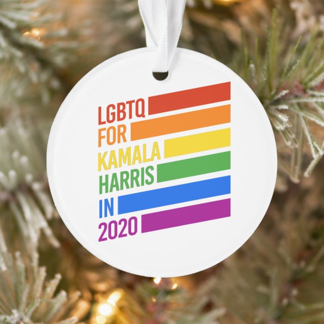 Adorno LGBTQ para KAMALA HARRIS rayas arcoiris (Árbol)