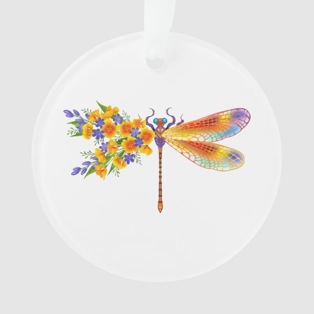 Adorno Libélula de Flor Amarilla (Anverso)