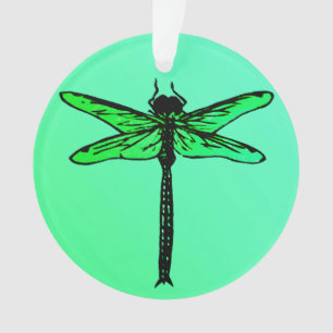 Adorno Libélula japonesa del vintage, verde esmeralda