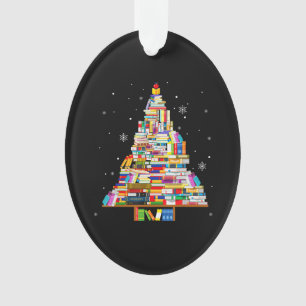 Adorno libro de Navidad bibliotecarios de los árboles en