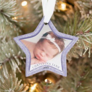 Adorno Lilac Snowflake Bebe su Primer Navidad Foto Estrel