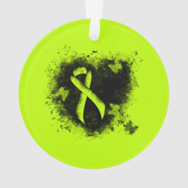 Adorno Lime Green Awareness Ribbon Grunge Heart
