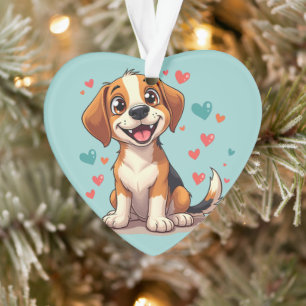Adorno Lindo Beagle Kawaii con Corazones Perro Juguetón
