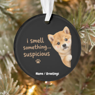 Adorno Lindo cachorro Shiba Inu cita divertida olor perro