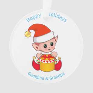 Adorno Lindo Elfo de Navidad para Abuela y Abuelo