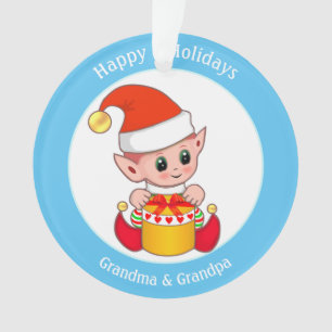 Adorno Lindo Elfo de Navidad para Abuela y Abuelo
