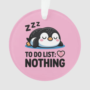 Adorno lindo pingüino durmiendo, lista de tareas nada