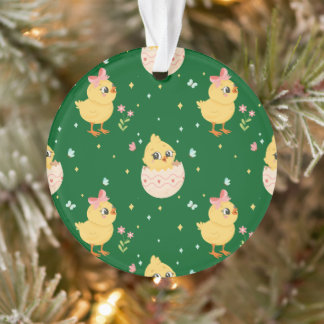 Adorno Lindo pollito de Pascua con patrón continuo de laz
