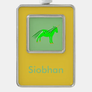 Adorno Lindo Unicornio Irlandés Verde y Dorado Personaliz