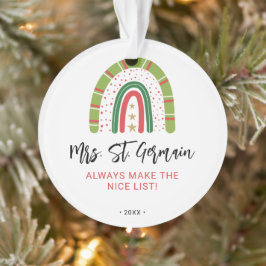 Adorno Lista Bonita de Arcoíris para Maestros de Navidad