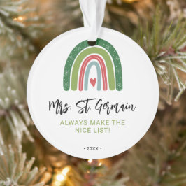 Adorno Lista Bonita de Navidad para Maestros Arcoíris