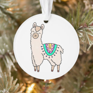 Adorno llama alpaca de dibujos animados sonriendo feliz d