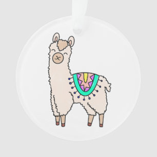 Adorno llama alpaca de dibujos animados sonriendo feliz d