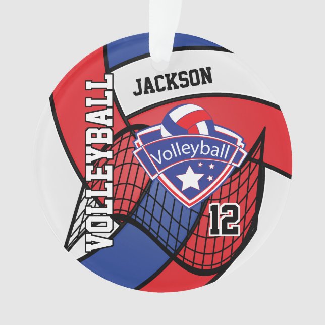 Adorno Logo de 🏐 de renglón rojo, blanco y azul (Anverso)