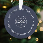 Adorno Logotipo comercial | Navidades corporativos de Nav<br><div class="desc">Sencillo y elegante logo de negocios de color azul marino personalizado alrededor de navidades adornadas con un estilo minimalista moderno. Puede añadir fácilmente el logotipo de su empresa y el texto personalizado (por ejemplo, vacaciones felices o navidades alegres) para el perfecto favor promocional de vacaciones con un ambiente profesional corporativo....</div>