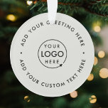 Adorno Logotipo comercial Navidades gris profesionales mí<br><div class="desc">Sencillo y elegante logo de negocios gris personalizado redondeado de navidad en un estilo minimalista moderno. Puede añadir fácilmente el logotipo de su empresa y el texto personalizado (por ejemplo, vacaciones felices o navidades alegres) para el perfecto favor promocional de vacaciones con un ambiente profesional corporativo. #logo #business #navidades #ornament...</div>