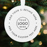 Adorno Logotipo comercial | Navidades simples limpios Min<br><div class="desc">Sencillo y elegante logo de un negocio blanco personalizado redondeado de navidad en un estilo minimalista moderno. Puede añadir fácilmente el logotipo de su empresa y el texto personalizado (por ejemplo, vacaciones felices o navidades alegres) para el perfecto favor promocional de vacaciones con un ambiente profesional corporativo. #logo #business #navidades...</div>