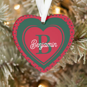Adorno Los Navidades de los corazones monograma simple