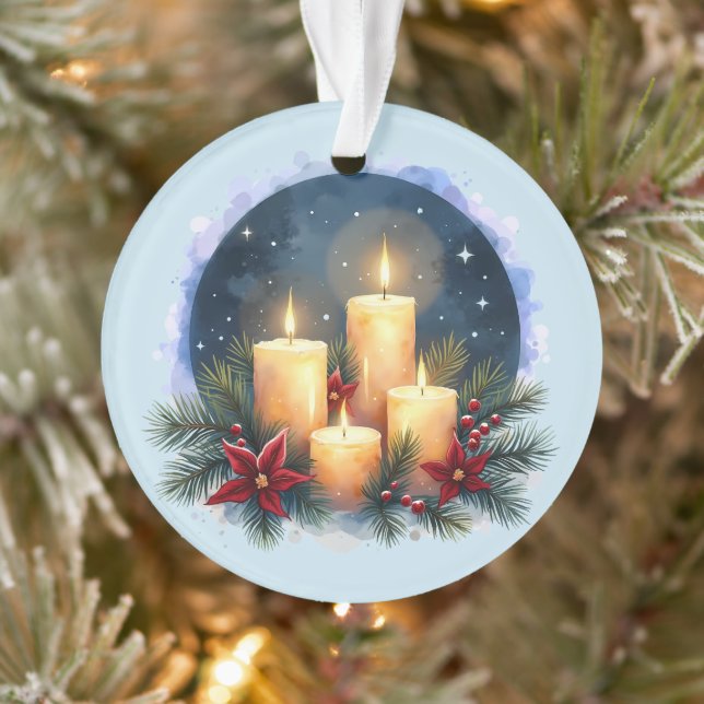 Adorno Los navidades lucen velas con Poinsettias (Árbol)