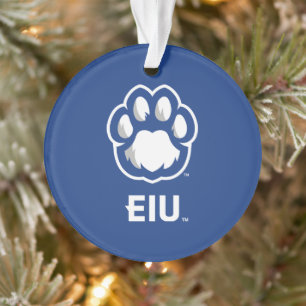 Adorno Los Panthers de Illinois Oriental Paw Print y EIU