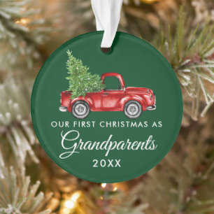 Adorno Los primeros abuelos de Navidad camionetas verdes