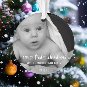 Adorno Los primeros abuelos de Navidad con foto manuscrit