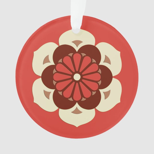 Adorno Lotus Flower Mandala, Naranja mandarín (Anverso)