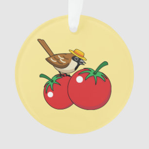 Adorno Lover Sparrow Orgánico come tomate rojo