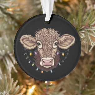 Adorno Luces de granja amante de las vacas de Navidad Gra