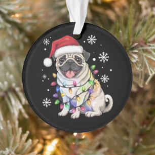 Adorno Luces de Navidad de Pug de Santa Amante del Perro