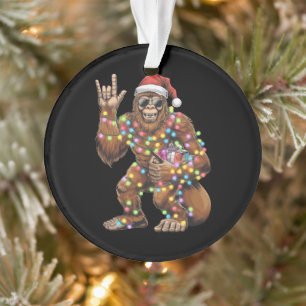 Adorno Luces de Navidad de Santa Bigfoot Rock Divertido 