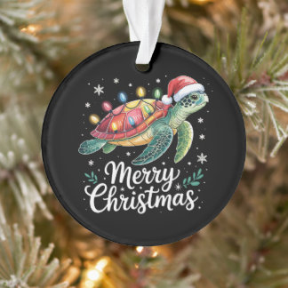 Adorno Luces de Navidad de Tortuga Marina con Gorro de Sa