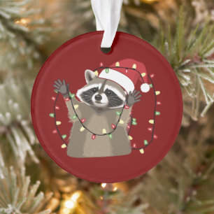 Adorno Luces de Navidad para Amantes de Mapaches Sombrero