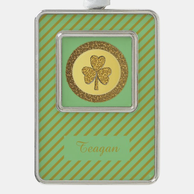 Adorno Lucky Irish Shamrock Gold Coin Personalizado (Anverso)
