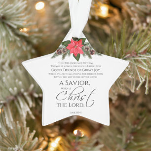 Adorno Luke 2:10-11 Good Tidings Poinsettia Navidades
