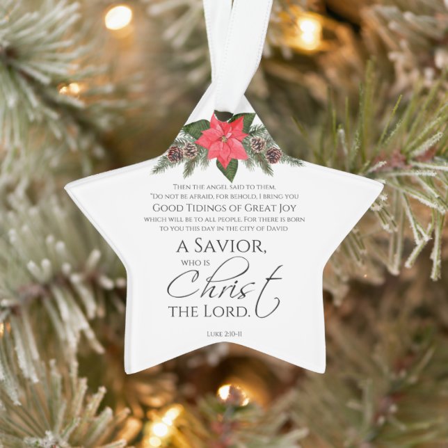 Adorno Luke 2:10-11 Good Tidings Poinsettia Navidades (Árbol)