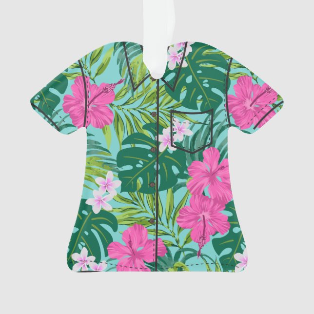Adorno Luna Hibiscus Garden Hawaiian Aloha Shirt- Aqua (Anverso)