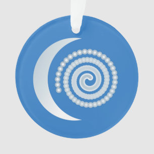 Adorno Luna plateada en espiral sobre azul profundo