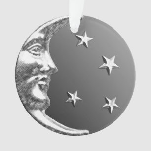 Adorno Luna y estrellas Art Deco - Gris y plata