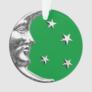 Adorno Luna y Estrellas Art Deco - Verde Jade y Plata