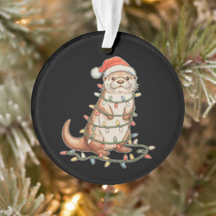 Adorno Luzes Navideñas Hqt Santa Animal Nutria Navidad