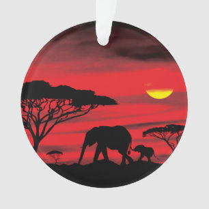 Adorno Madre e bebé elefante en el Serengeti
