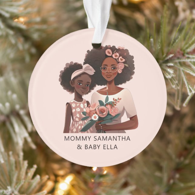 Adorno Madre y hija negras personalizadas (12) (Árbol)