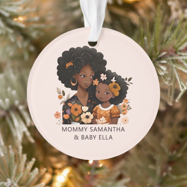Adorno Madre y hija negras personalizadas (13) (Árbol)