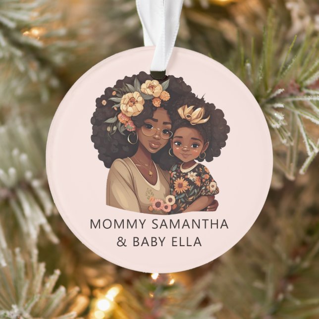 Adorno Madre y hija negras personalizadas (19) (Árbol)