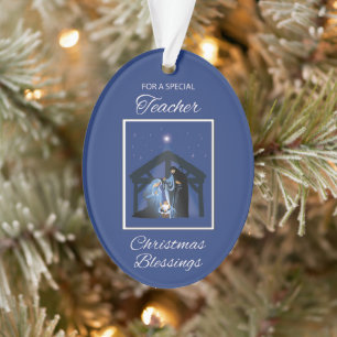 Adorno Maestros Navidades bendicen a Manger con azul