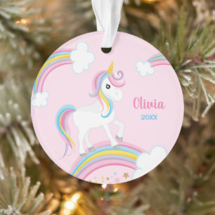 Adorno Magnífico arcoiris Unicornio rosa personalizado