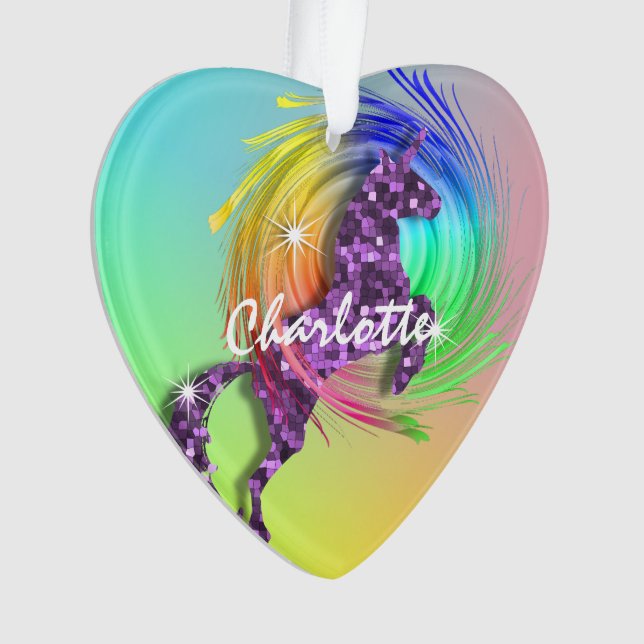 Adorno Magnífico nombre editable unicornio Cute Girly (Anverso)