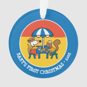 Adorno Maisy escribe las postales debajo del paraguas